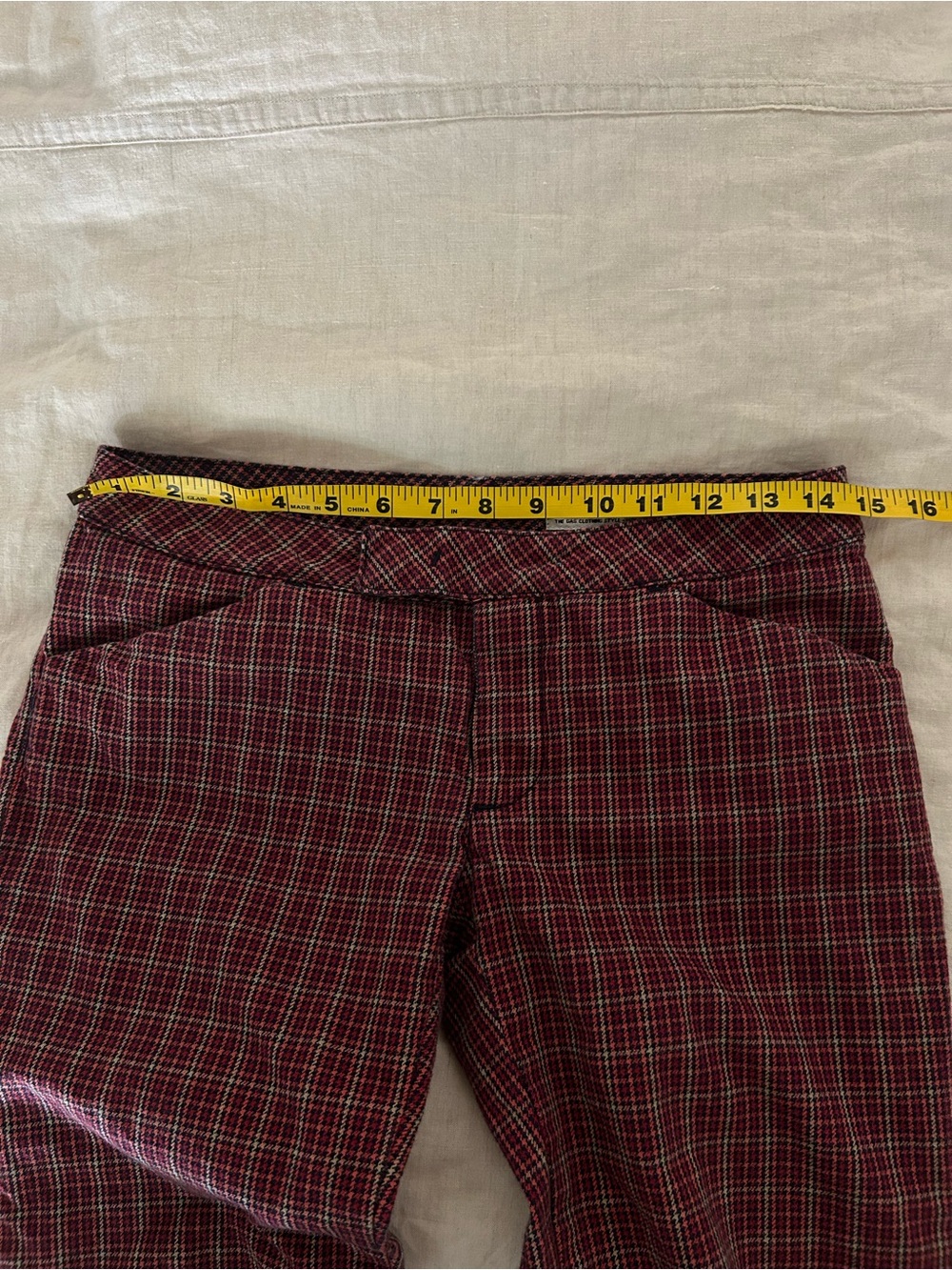 GAS Collection Plaid Capri Pants Waist 26 Low Rise Buckle Hem Y2K - Picture 12 of 16
